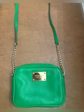 Michael Kors Emerald Green Pebbled Leather Crossbody